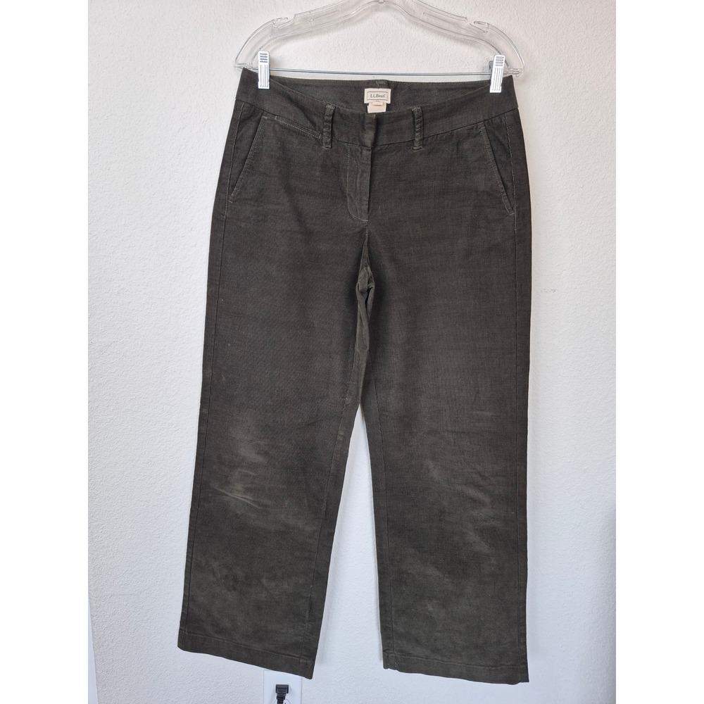 L.L Bean Corduroy Women's Dark Olive Green Straight Leg Pants Size 10 Regular